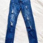 Wax Jean Distressed Dark Wash Skinny Jeans Photo 0