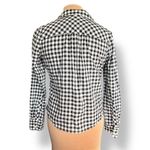 J Crew Gingham Plaid Tie Front Cropped Button Down Shirt Medium Black White Photo 4