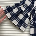 Madewell Blue and White Leighton Plaid Ruffle Bell Sleeve V-Neck Dress Photo 3