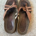 Teva  Conchita Brown Sandals Mini Wedge Cork Paisley Flip Flop Strappy Summer Photo 5