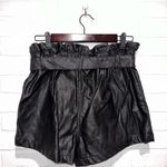 TGLA High Waist Faux Leather Shirts with Bow Belt Black Size M Photo 4