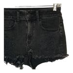 American Eagle  Black Hi-Rise Cut-Off Shorts Super Super Stretch Sz 2 Lace Detail Photo 3