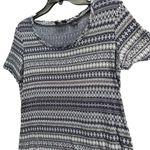 Saks 5th Avenue Saks Fifth Avenue Knit Top Women L Blue Gray Geometric Print Viscose Blend Shirt Photo 1