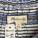 Madewell  Shirt Women Medium Blue White Striped Jacquard Keyhole Crop Top Cottage Photo 5