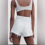 ZARA  Women’s High Rise White Distressed Denim Shorts Photo 8