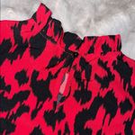 SheIn Red & Black Animal Print Ruffle High Neck Blouse Size S Photo 3