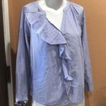 Ann Taylor  loft blue striped button up blouse Photo 2