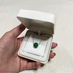 14K Solid Gold Thin Box Chain Green Jade Bead Pendant Necklace Photo 1