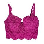 Victoria's Secret Victoria’s Secret Fuchsia Pink Lace Corset Bustier Sz 34DD Lined Demi Photo 0