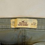 Hollister Super Skinny Cargo Jeans Distressed Khaki Green Raw Hem Sz 15/32 # Photo 6