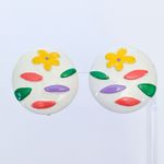 Vintage Clip On Earrings Whimsical Large Artsy Flower Design 1 & 1/8" Photo 0