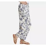 Ella Moss XL Linen Blend Wide Leg Pants Pull On Blue Floral Pockets Resort Beach Photo 1