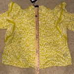 Who What Wear Who What Wear ruffle balloon long sleeve bright green white blouse size L NEW Photo 8
