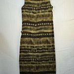 R & K Green Brown Tribal Print Sleeveless Maxi Shift Dress Size 8 Button Accents Photo 5