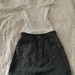 Black Denim Mini Skirt High Rise Photo 4