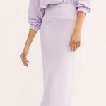 Free People Lilac Knit Column Midi Dress L Long Sleeve Terrycloth Lounge Photo 0
