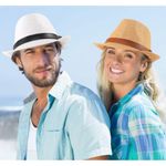 Boutique Ultrafun Straw Fedora Hat Classic Manhattan brown khaki Unisex Photo 6