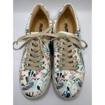Mumka Shoes Women 8.5 Blue Birds Slippers Floral Lace Up Fashion Sneakers Preppy Tan Photo 3