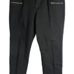 Jennifer Lopez Black Gold Hip Zipper Capri Slim Straight Moto Jeans Size 16 Photo 0