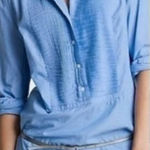 J.Crew Tuxedo Beach Tunic Muted Blue Denim Look Chambray Long Sleeve Cotton S Photo 0