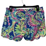 Lilly Pulitzer  size 0 shorts scallop hem size zip blue tropical print pockets Photo 2
