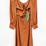 Farm Rio  Caramel Brown Cut Out Maxi Dress Size S NWT Photo 1