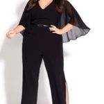 City Chic Black Caped Jumpsuit Photo 0