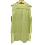 Chico's 100% Linen Sleeveless Button Shirt 3 XL Lime Green Collared Summer Tunic Photo 6