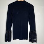 Who What Wear  Black Turtle Neck Crochet Bell Sleeves Blouse Size XS Photo 2