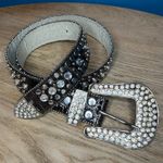 Western Rhinestone Cowgirl Diamond Studded Belt Embellished Buckle Dark Brown Photo 0