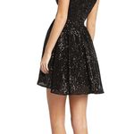 Mac Duggal Ieena for  Black Sequin Dress Deep V Neck Sleeveless Party Cocktail Photo 13
