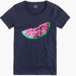 J.Crew  Navy Blue Pink Sequin Watermelon Graphic Collector Tee Photo 1