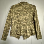Caslon  Olive Sarma Camo Knit Blazer Jacket Drape Collar Raw Seam Detail Size M Photo 1