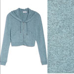Make + Model  Zip Crop Long Sleeve Hoodie Sweater Top Blue Gaze Marl Size Medium Photo 5
