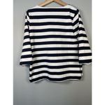 Tommy Hilfiger Shirt Women’s Large Black White Stripe Nautical Zip Leather Trim Photo 4