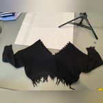 Zaful , Black Sweater,‎ Off the Shoulder, Cropped, Distressed, one Size. Photo 7