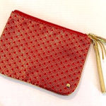 Stephanie Johnson Brocade Makeup Cosmetic Bag Women's 9" Red Gold Tassel NWOT Red Photo 0