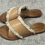 Antik Batik Alba Sandals Womens 7 Natural Leather Fringe Tan Slides Euro 38 Boho Photo 0