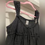 Lotus & Lavender Cropped Black Babydoll Cami Smocked Tank Top Photo 3