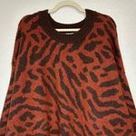 Ava & Viv NWT Brown Animal Print Crewneck Pull Over Sweater Photo 3