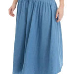 cupio  100% Cotton Smocked Waist Denim Boho Midi Skirt Size XL Photo 0