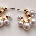 Anthropologie Lake Life 14K Gold  Pearl Hoops Photo 7