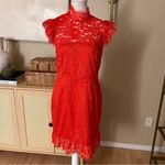 Revolve Aijek Orange Into The Night Lace Mini Dress Size 3 Cocktail Red Photo 2