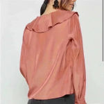 Moon River  Rust Unbalanced‎ Ruffle Top Size XS Photo 1