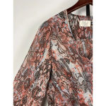 Sigal A. Multicolor Snake Print Sheer Crossover Long‎ Sleeve 100% Silk Blouse XS Gray Photo 2
