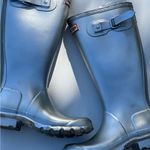 Hunter  boots original metallic silver tall rain boots for women Photo 9