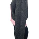 ZARA Gray Pink Trim V-Neck Chunky Knit Long Sleeve Colorblock Cardigan Sweater S Photo 1