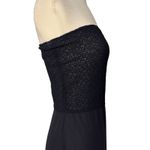 Emporio Armani Strapless Silk Black Midi Dress Textured Mesh Flowy Size Large Photo 6