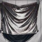 Just Polly Silver Metallic Tube Top With Ruched Sides NWT Size XL Photo 6