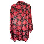 Victoria's Secret Vintage 2-Piece Red Black Floral Satin Robe Chemise Large 80s Photo 2